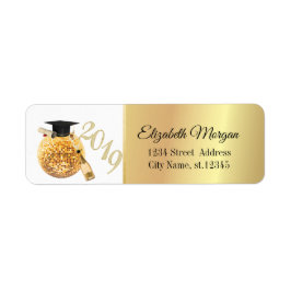 モダンゴールド卒業帽、ディスコボール、ワインボトル ラベル