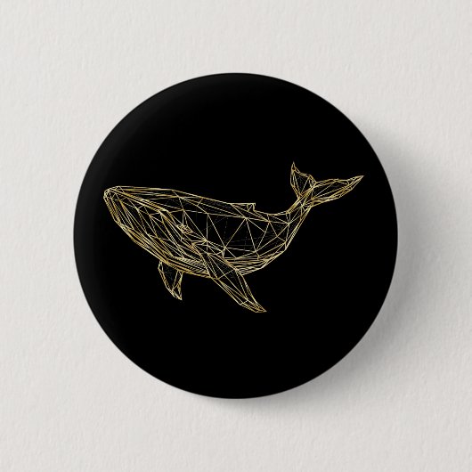 モダンゴールド幾何学クジラ 缶バッジ (正面)