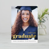 モダンゴールド箔写真卒業発表 箔招待状 (立ち正面)