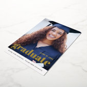 モダンゴールド箔写真卒業発表 箔招待状 (回転した状態)