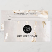 モダンゴールド箔押しギフト券デザイン (正面/裏面)