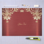 モダンゴールド赤花柄ティッシュペーパー 薄葉紙 (クラフト)