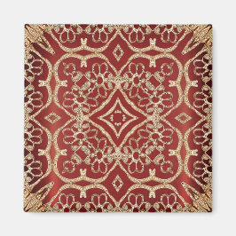 モダンゴールド赤花柄マグネット マグネット