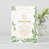 モダンゴールド&グリーンの50周年招待状 招待状 (スタンド正面)