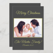モダンゴールド&グレー メリークリスマス フォト シーズンカード (正面/裏面)