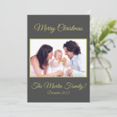 モダンゴールド&グレー メリークリスマス フォト シーズンカード (スタンド正面)