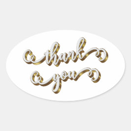 モダンゴールド タイポグラフィー サンクス 楕円形シール