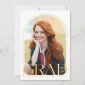 モダンゴールド フォト 卒業発表 招待状 (正面)