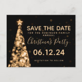 モダンゴールド&ブラックのクリスマスパーティ「Save The Date」 案内ポストカード (正面)