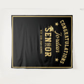 モダンゴールド ブラック 卒業写真撮影用背景 タペストリー (正面(横))