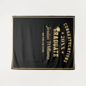 モダンゴールド ブラック 卒業写真撮影用背景 タペストリー (正面(横))