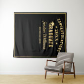 モダンゴールド ブラック 卒業写真撮影用背景 タペストリー (インサイチュ(横))