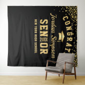 モダンゴールド ブラック 卒業写真撮影用背景 タペストリー (インサイチュ(横))