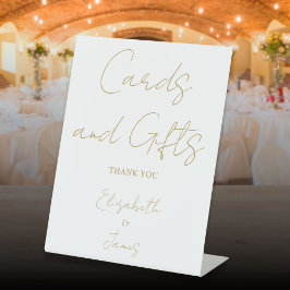 モダンゴールド ミニマリスト スクリプト カード アンド ギフト 台座サイン