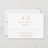 モダンゴールド モノグラム ミニマリスト 結婚式 RSVP (正面)