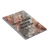 モダンゴールド ローズ シルバー マーブル テクスチャ タイポグラフィ ノートブック (右側)