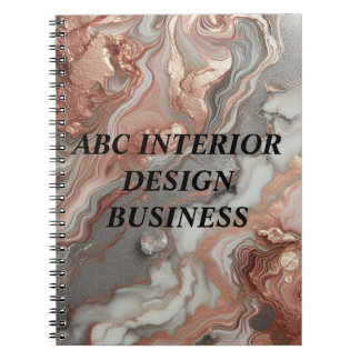 モダンゴールド ローズ シルバー マーブル テクスチャ タイポグラフィ ノートブック
