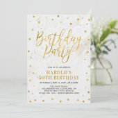モダンゴールド 大人 50歳 誕生日パーティー 招待状 (スタンド正面)