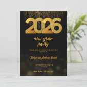 モダンゴールド 2026年 新年パーティーデジタル 招待状 (スタンド正面)