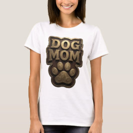 モダンゴールドDOG MOM 引用デザイン Tシャツ