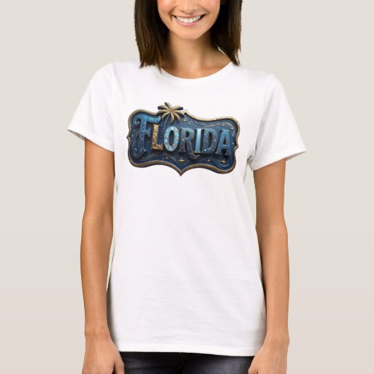 モダンゴールドFLORIDAステートメントTシャツ Tシャツ (正面)