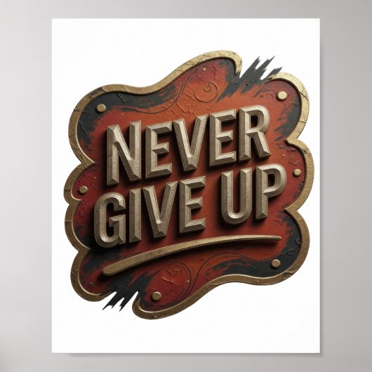 モダンゴールドNEVER GIVE UP プリント (正面)