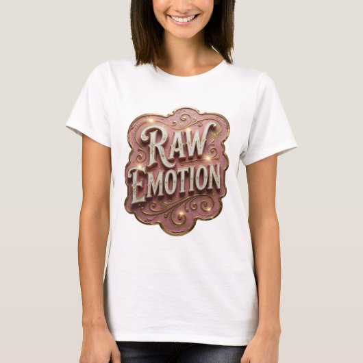 モダンゴールドRAW+EMOTIONモダンデザイン Tシャツ (正面)