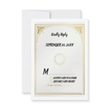 モダンゴールドRSVPカード - エレガントな結婚式の返信カード