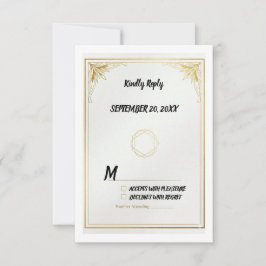 モダンゴールドRSVPカード - エレガントな結婚式の返信カード 出欠カード
