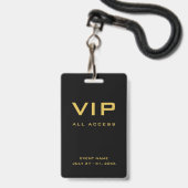 モダンゴールドVIPオールアクセスパスイベントID バッジ (正面（ネックストラップ付）)