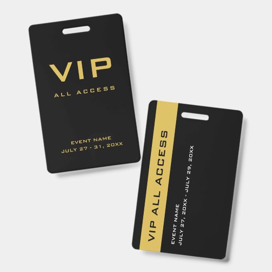 モダンゴールドVIPオールアクセスパスイベントID バッジ (正面＆裏面)