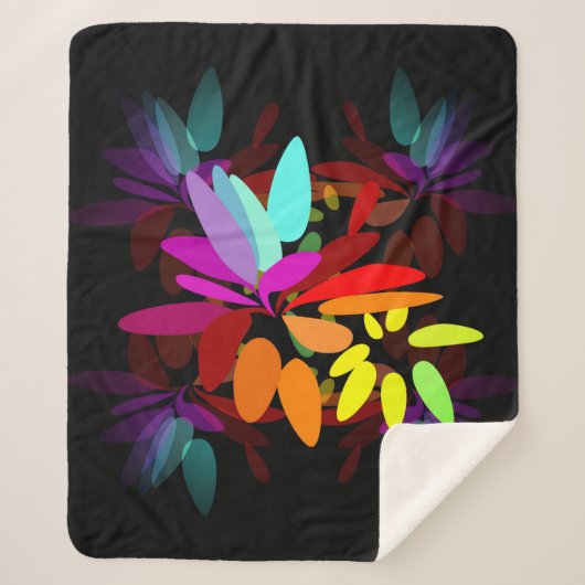 モダンサイケデリックスタイルレインボープリント シェルパブランケット (正面)