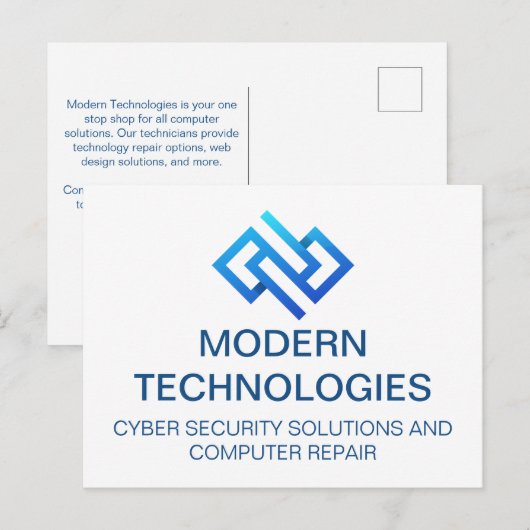 モダンサイバーセキュリティコンピューターテクノロジー企業 ポストカード (正面/裏面)