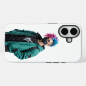 モダンサイバーパンクアニメ男子グラフィックiPhone 15ケース Case-Mate iPhoneケース (裏面 (横))