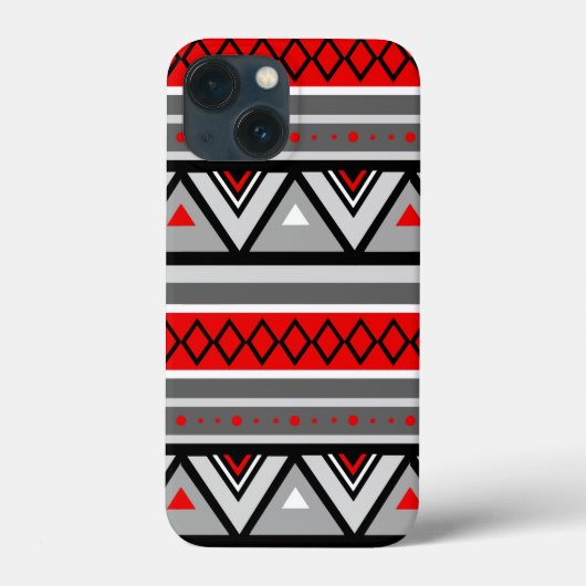 モダンサウスウェスタン幾何学模様 レッド＆グレー Case-Mate iPhoneケース (裏面)