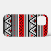 モダンサウスウェスタン幾何学模様 レッド＆グレー Case-Mate iPhoneケース (裏面 (横))