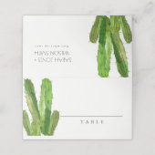 モダンサボテンの葉水色 プレイスカード (外部開封)