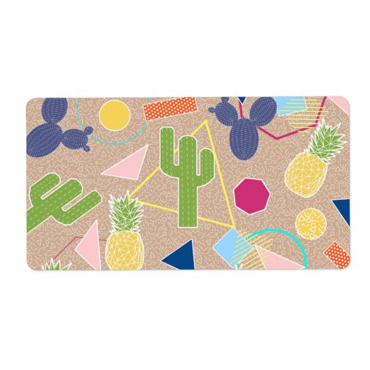 モダンサボテン幾何メインスパイアンフィス型 ラベル (正面)