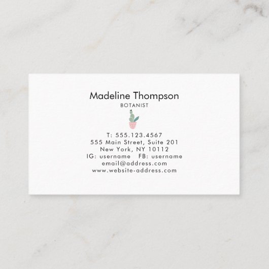 モダンサボテン 名刺 (裏面)