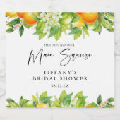 モダンサマーオレンジ レモン シトラス ブライダルシャワー スパークリングワインラベル (シングルラベル)