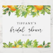 モダンサマーオレンジ レモン シトラス ブライダルシャワー スパークリングワインラベル (シングルラベル)