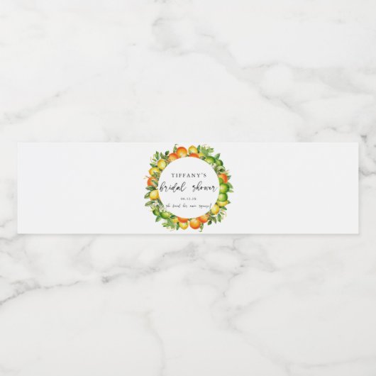 モダンサマーオレンジ レモン シトラス ブライダルシャワー ペットボトルラベル (シングルラベル)