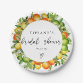 モダンサマーオレンジ レモン シトラス ブライダルシャワー ペーパープレート (正面)