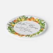 モダンサマーオレンジ レモン シトラス ブライダルシャワー ペーパープレート (アングル)