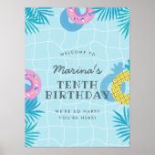 モダンサマープールパーティー 誕生日 ポスター (正面)