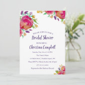 モダンサマー水彩花柄ブライダルシャワー 招待状 (スタンド正面)