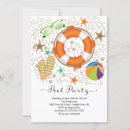 モダンサマー プールパーティー 招待状
