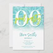 モダンサマー プールパーティー 誕生日 どんな年齢でも 招待状 (正面)