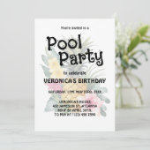 モダンサマー　プールパーティー　誕生日 招待状 (スタンド正面)