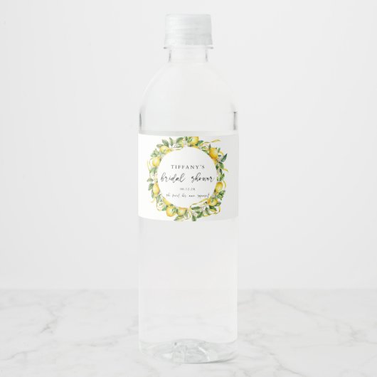 モダンサマー　レモンシトラス ブライダルシャワー ペットボトルラベル (正面)